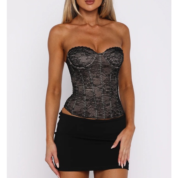 NEW - White Fox Black Lace Bustier Size Small - Picture 3 of 8